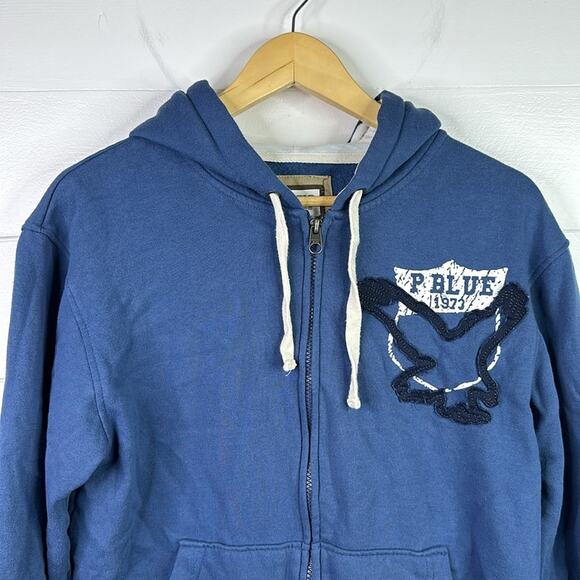 PACIFIC BLUE Blue Eagle Full Zipper Hoodie Jacket Size Small - Picture 5 of 10